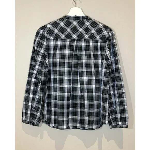 J. Crew Women Beaded Embellished Forest Green Tartan Plaid Shirt Small Sequin - Picture 4 of 14